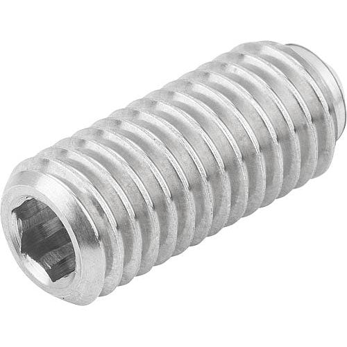 KIPP K0316.12 SPRING PLUNGER STANDARD SPRING FORCE D=M12 L=26, STAINLESS STEEL, COMP:BALL STAINLESS STEEL Online Sale