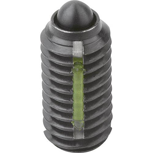 KIPP K0323.205 SPRING PLUNGER INTENSIFIED SPRING FORCE, WITH THREAD LOCK D=M05 L=12, STEEL, COMP:PIN STEEL, PU=10 Fashion