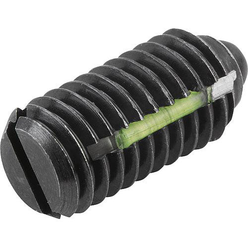 KIPP K0323.A1 SPRING PLUNGER STANDARD SPRING FORCE, WITH THREAD LOCK D=10-32 L=12, STEEL, COMP:PIN STEEL, PU=10 Online Sale