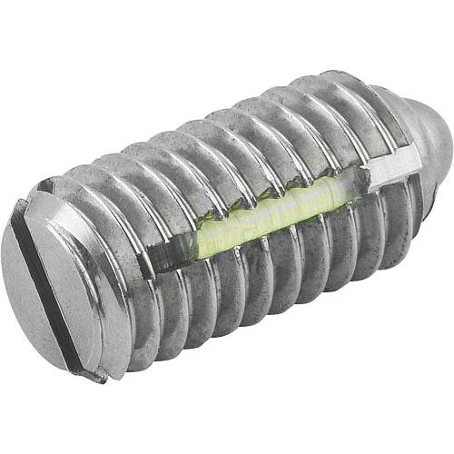 KIPP K0324.AJ SPRING PLUNGER STANDARD SPRING FORCE, WITH THREAD LOCK D=1/4-28 L=14, STAINLESS STEEL, COMP:PIN STAINLESS STEEL, PU=10 on Sale