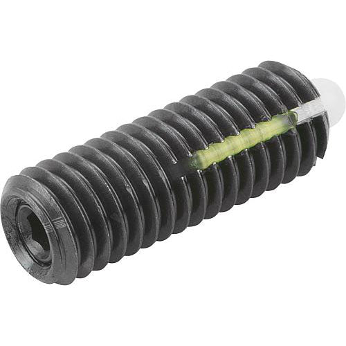 KIPP K0328.1A2 SPRING PLUNGER LIGHT SPRING FORCE, WITH THREAD LOCK D=1/4-20 L=20, STEEL, COMP:PIN POM, PU=10 Online Sale