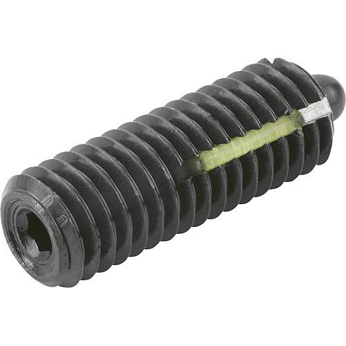 KIPP K0327.206 SPRING PLUNGER INTENSIFIED SPRING FORCE, WITH THREAD LOCK D=M06 L=20, STEEL, COMP:PIN STEEL, PU=10 Fashion
