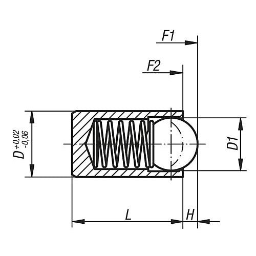 KIPP K0335.205 SPRING PLUNGER SPRING FORCE, SMOOTH VERSION, WITHOUT COLLAR, D=5 L=12, STAINLESS STEEL, COMP:STAINLESS STEEL Online now
