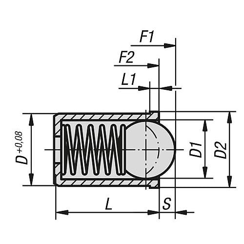 KIPP K0333.105 SPRING PLUNGER SPRING FORCE, SMOOTH VERSION, D=5 L=12, STAINLESS STEEL, LONG VERSION, COMP:STAINLESS STEEL on Sale