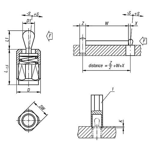 KIPP K0371.3300X29 LATERAL SPRING PLUNGER SPRING FORCE, WITH THREADED SLEEVE W. SEAL, D=M18X1,5 L=31,5, STEEL, COMP:STEEL Online Sale