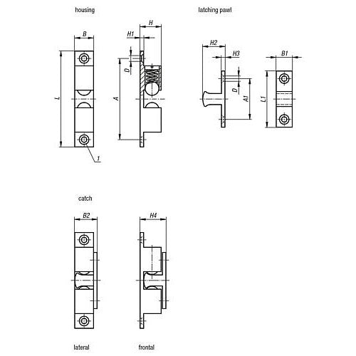 KIPP K0583.502 DOUBLE BALL CATCH, L=50, B=10, H=12,2, A=40, STAINLESS STEEL 1.4401 BLASTED, COMP:BALL STAINLESS STEEL Discount