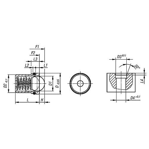 KIPP K0582.12 SPRING PLUNGER SPRING FORCE, WITH DETENT RING, D=11,95 L=13,5, STAINLESS STEEL, COMP:BALL STAINLESS STEEL, PU=10 Hot on Sale