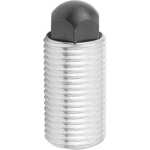 KIPP K0977.2220 SPRING PUSH-PULL PLUNGER INTENSIFIED SPRING FORCE, WITH ROTATION LOCK D=M20X1,5 L=34, FORM:H, STEEL, COMP:PIN on Sale