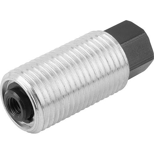 KIPP K0977.1220 SPRING PUSH-PULL PLUNGER INTENSIFIED SPRING FORCE, WITH ROTATION LOCK D=M20X1,5 L=34, FORM:I, STEEL, COMP:PIN Supply