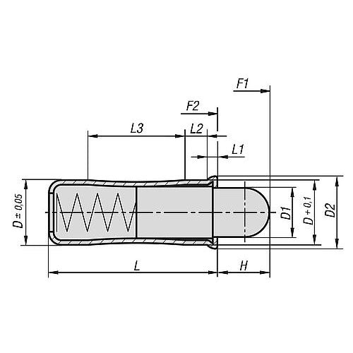 KIPP K1172.10 SPRING PLUNGER SPRING FORCE, SMOOTH VERSION, D=10 L=26, STAINLESS STEEL, COMP:STAINLESS STEEL Fashion