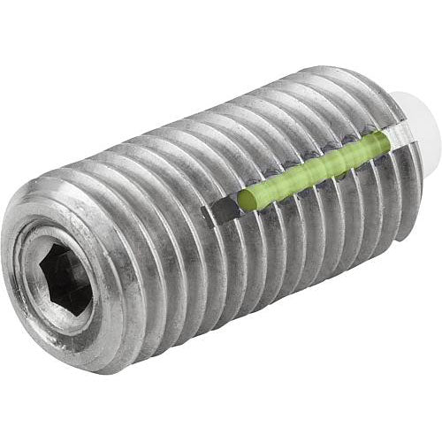 KIPP K1382.10 SPRING PLUNGER STANDARD SPRING FORCE D=M10 L=22 STAINLESS STEEL, FLACH, MIT GEWINDESICHERU, COMP:PIN POM Sale