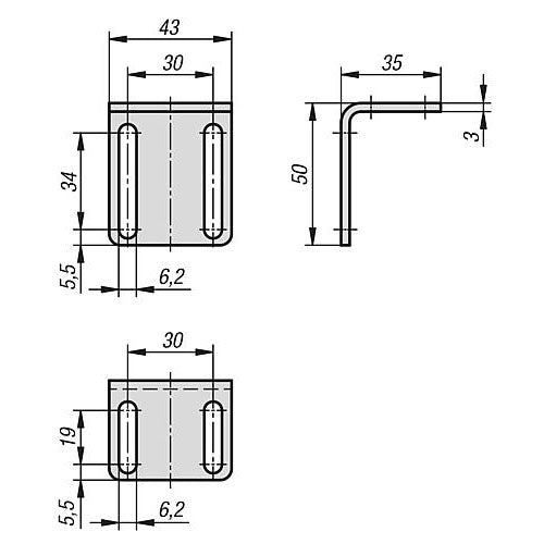 KIPP K1295.9503543 ANGLE BRACKET FOR MAGNETIC CATCH, STEEL GALVANIZED Supply