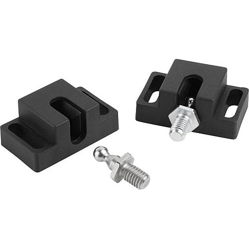 KIPP K1294.400 BALL CATCH F1=40, POLYAMIDE BLACK, COMP:STEEL GALVANIZED Fashion