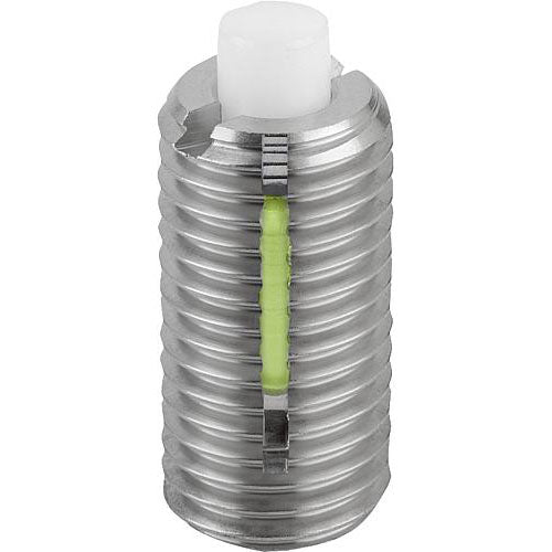 KIPP K1382.05 SPRING PLUNGER STANDARD SPRING FORCE D=M05 L=18 STAINLESS STEEL, FLACH, MIT GEWINDESICHERU, COMP:PIN POM Supply