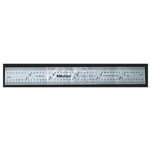 Mitutoyo MT80182-142 Satin Chrome Finish Rigid Steel Rule – Model 182-142-18" Length-16R Graduation-13/16" Width Online Sale