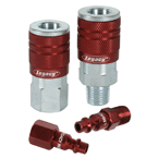 Legacy LX55A73457D Model A73457D–1/4" Body x 1/4" NPT (7 pieces) – Red Industrial Coupler & Plug Kit Supply