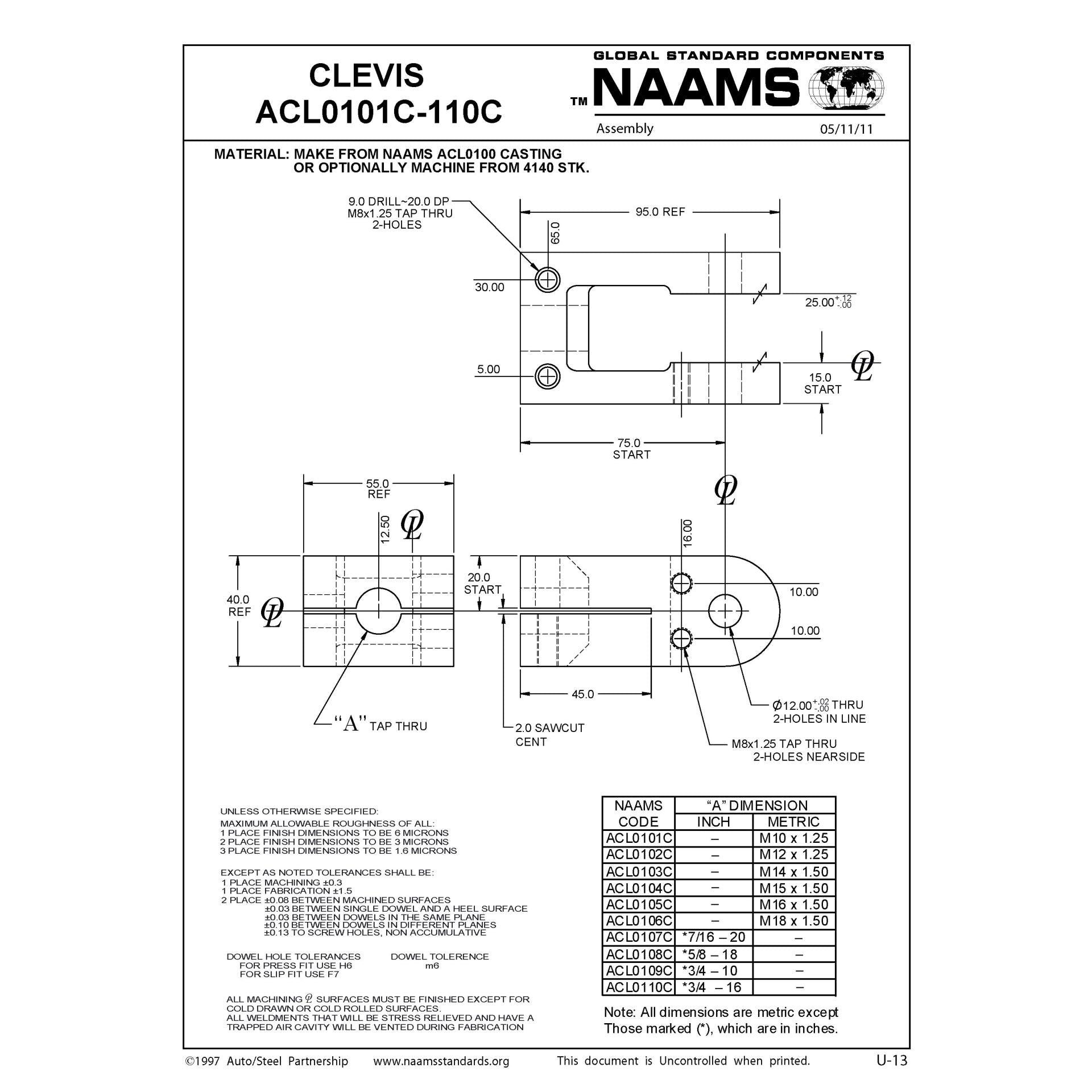 NAAMS Clevis Assembly ACL0101A on Sale