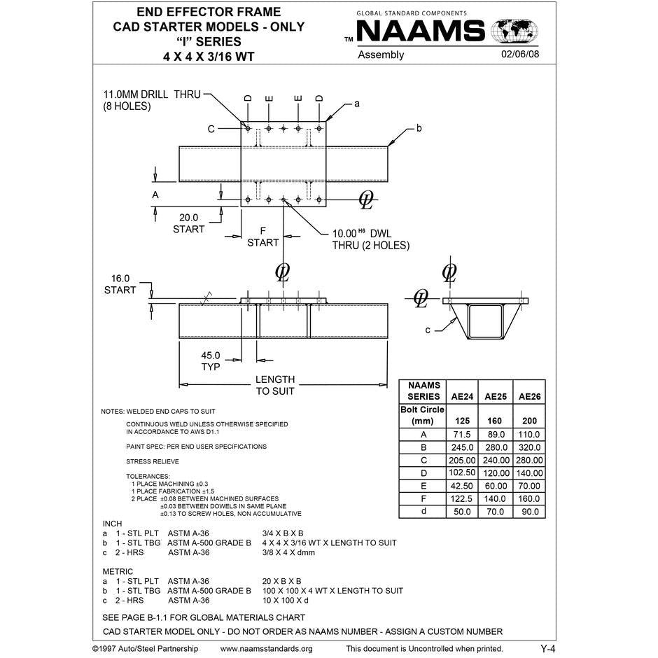 NAAMS End Effector Frame AE25 Supply
