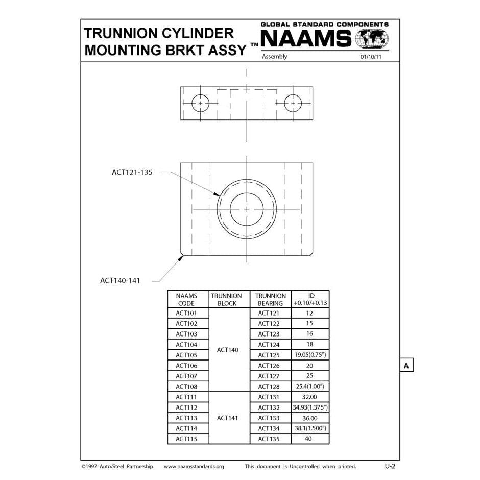 NAAMS Cylinder Mounting Assembly ACT115 Fashion
