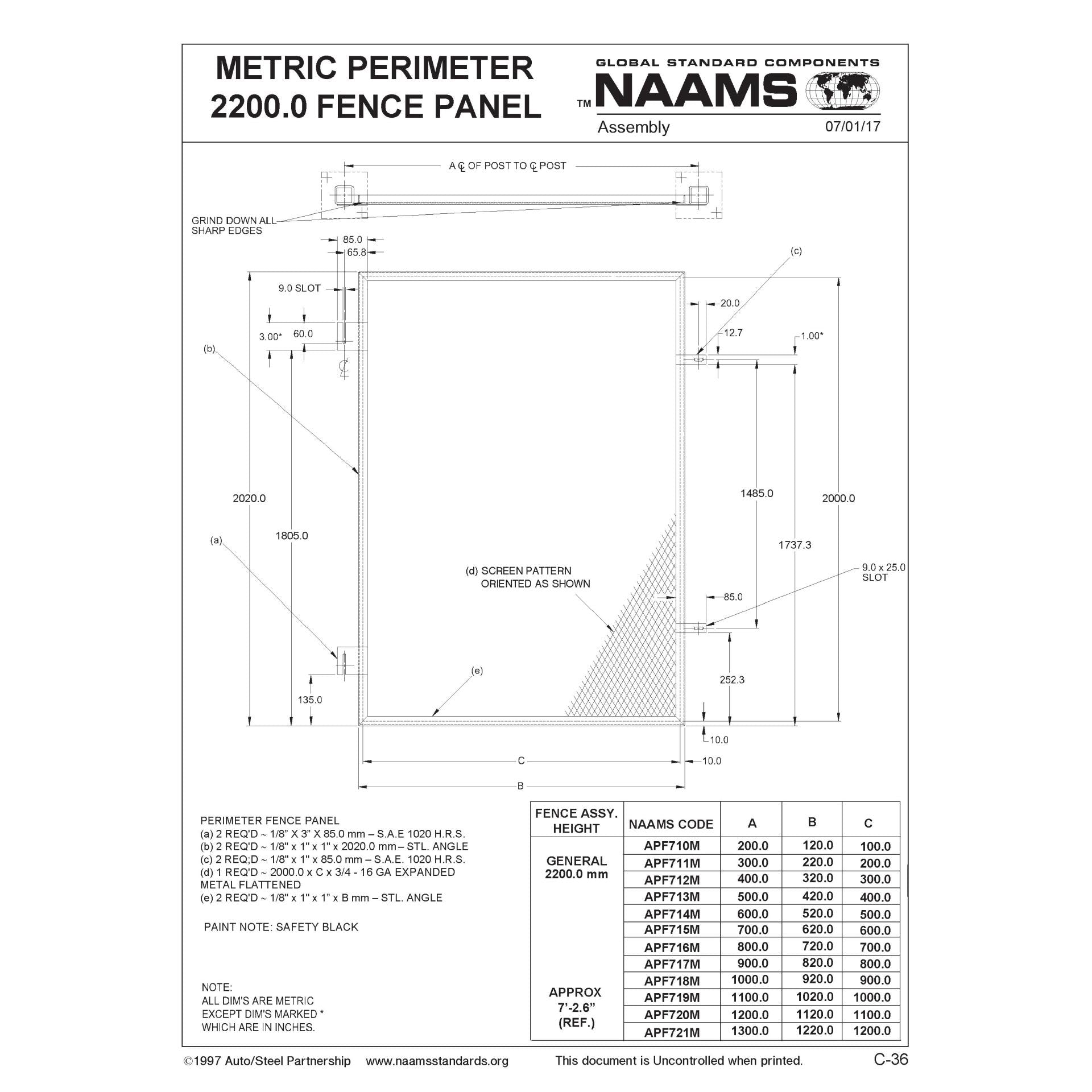 NAAMS Fence Panel APF718M Hot on Sale