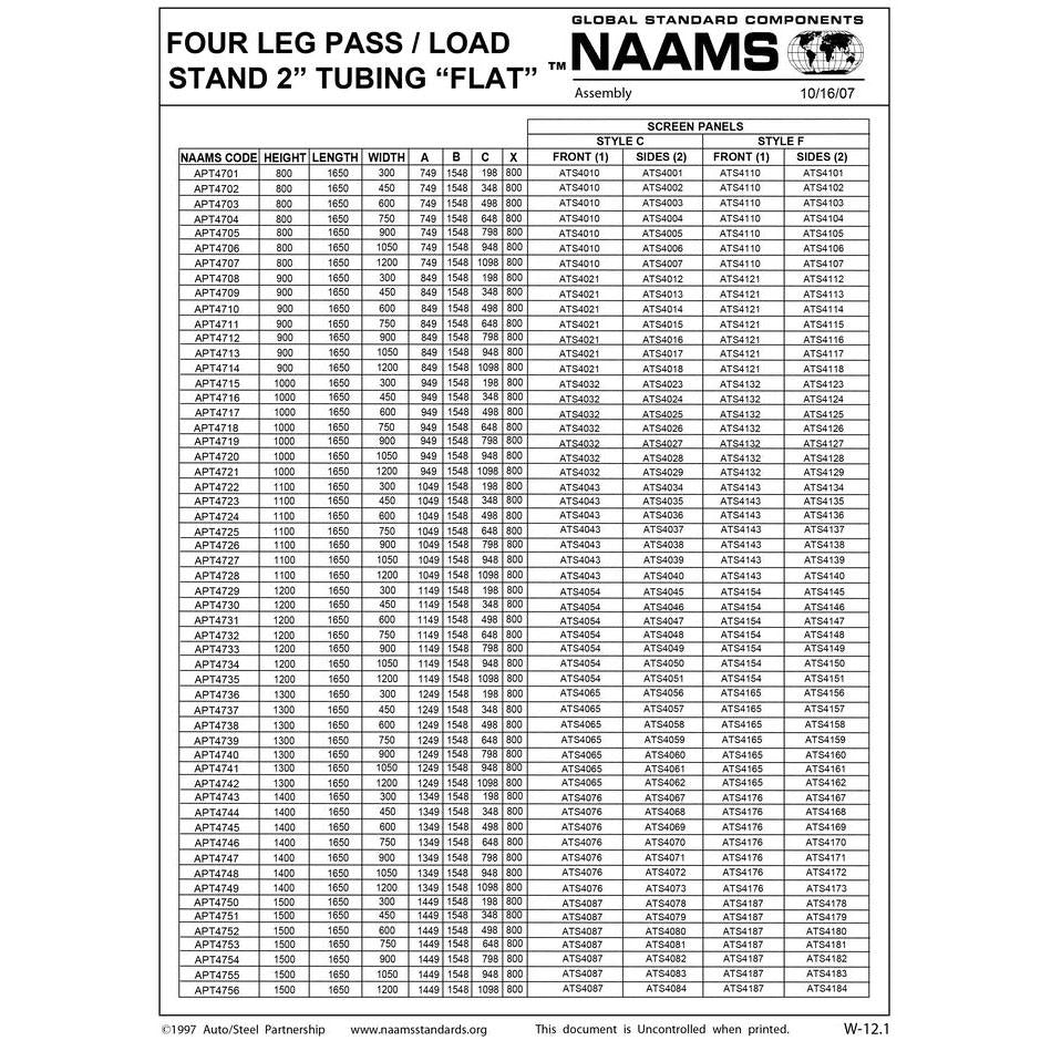 NAAMS Four Leg Stand APT4001 THRU APT4856 Fashion