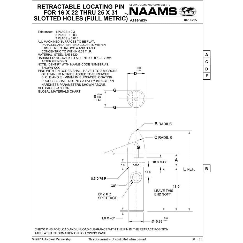 NAAMS Locating Pin APE160RT Fashion