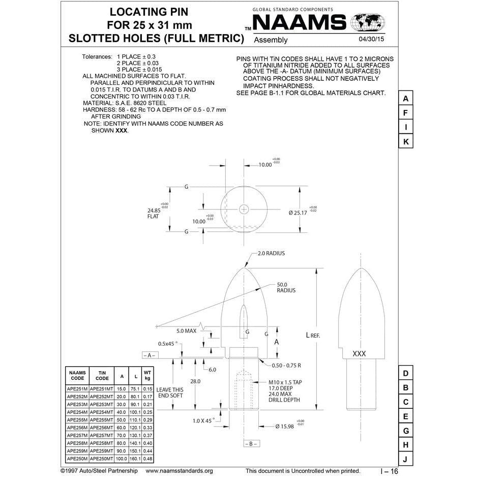 NAAMS Locating Pin APE251M Hot on Sale