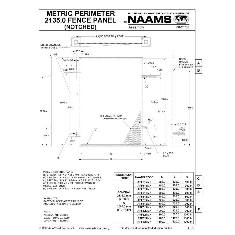 NAAMS Metric Fence Panel APF513MN Fashion