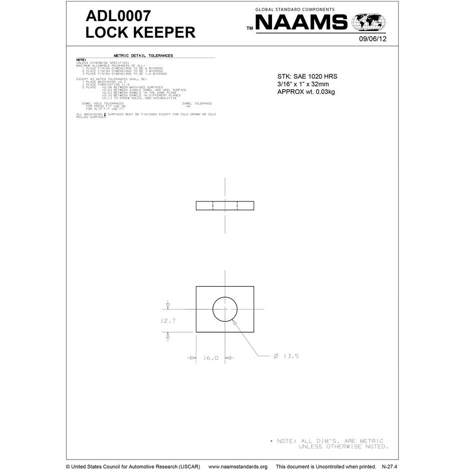 NAAMS Pivot Lock Keeper ADL0007 Fashion