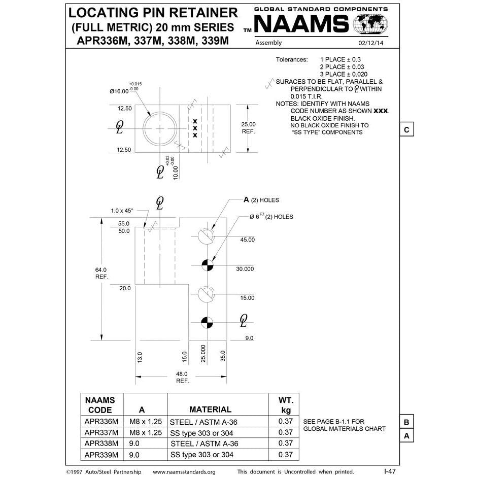 NAAMS Pin Retainer APR338M Sale