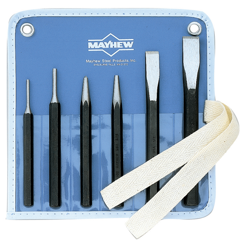 Mayhew KS505RC 6 Pieces Punch & Chisel Set – Model 5RC; 5/32" to 3/8" Punches, 7/16" to 5/8" Chisels Supply