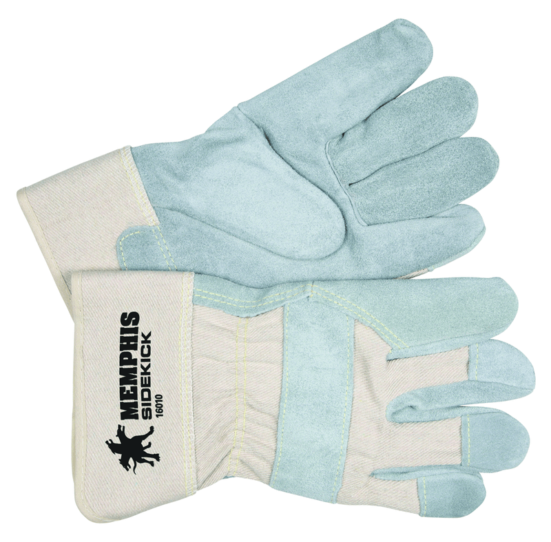 Memphis KB5116010XL ?Sidekick Gloves – Select Side Split Leather – White Back – 2-1/2" Safety Cuff – Size X-Large Supply