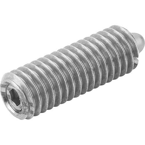 KIPP K0310.210 SPRING PLUNGER INTENSIFIED SPRING FORCE D=M10 L=19, STAINLESS STEEL, COMP:BALL STAINLESS STEEL, PU=10 Online