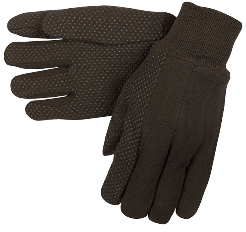 Memphis KB517800L Brown Jersey Gloves – Clute Pattern – Plastic Dotted Palm Side – Knit Wrist – Size Large Online now