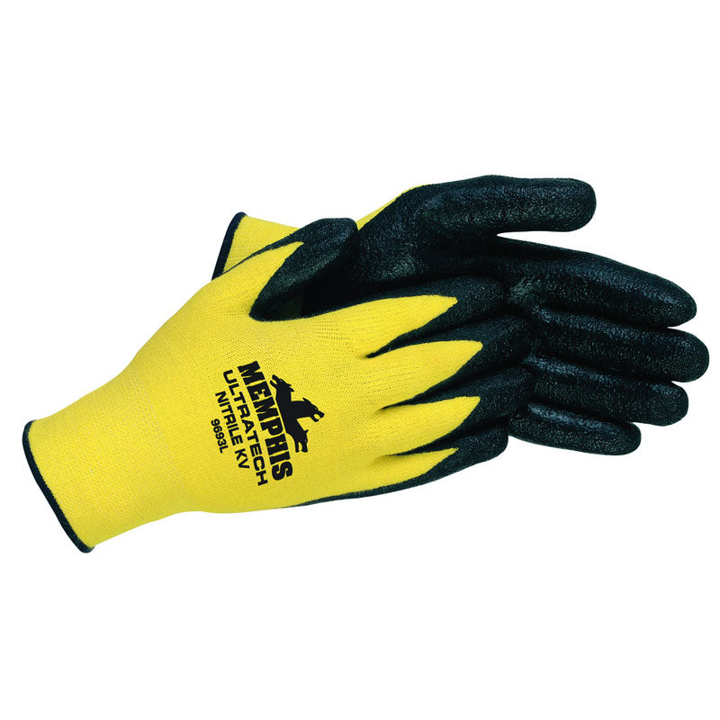 Memphis KB519693M Nitrile KV Gloves – Black Nitrile Dip Palm/Fingers – Size Medium Online now