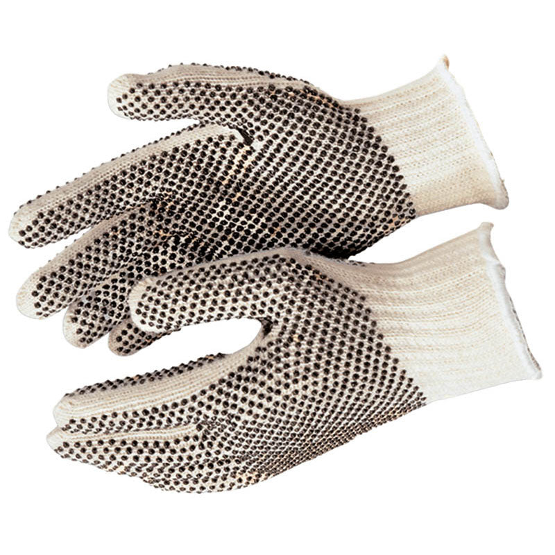 Memphis KB519668L 7 Gauge Regular Weight Gloves – Natural 60% Cotton/ 40% Polyester – PVC Dots 2 Sides – Size Large Supply