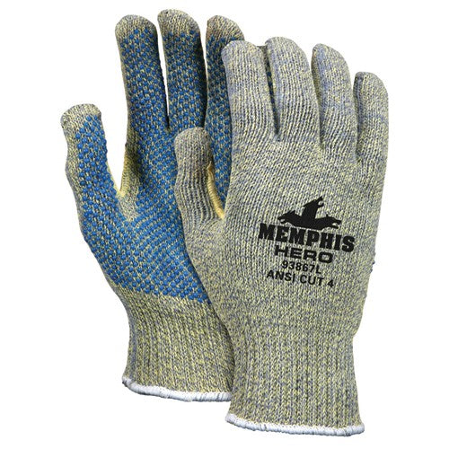 Memphis KB5193867L MCR Safety Cut Pro Hero Gloves – 7 Gauge Kevlar / Stainless Steel / Nylon – PVC Dots Palm Side – Size Large Fashion