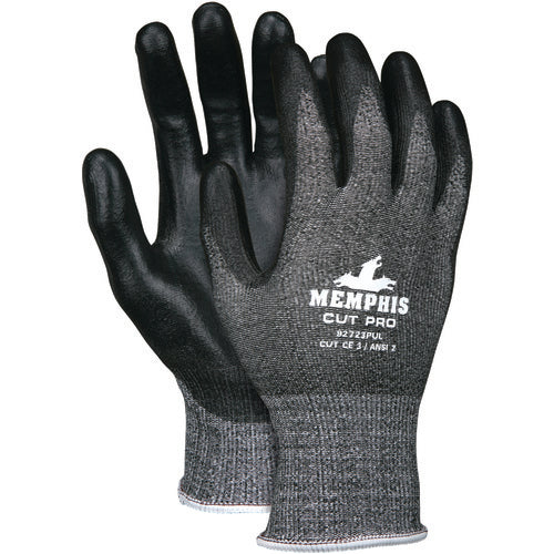 Memphis KB5192723PUXL MCR Safety Cut Pro Glove – 13 Gauge HyperMax Shell – Black PU Coated Palm and Fingertips – Size X-Large Online Hot Sale