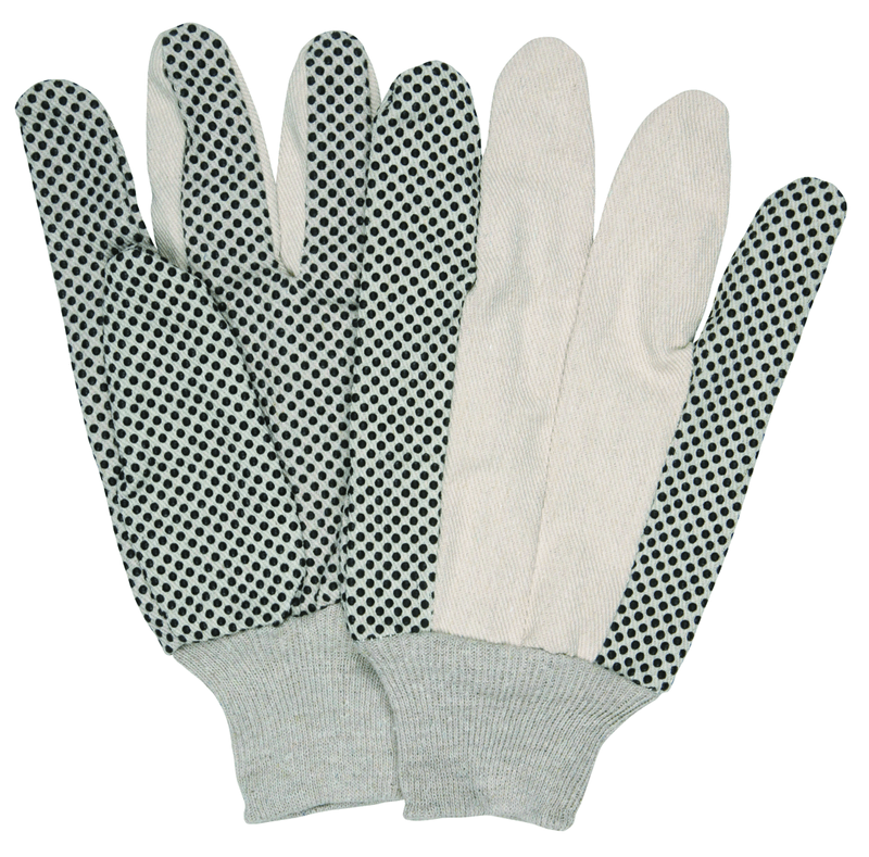 Memphis KB51DG Dotted Cotton Canvas Glove – 8 oz. Regular Weight – Black PVC Dots – Knit Wrist – Size Large Online Hot Sale