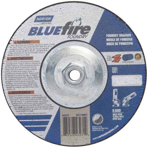Norton Abrasives MH60070043231 7" x 1/4" x 5/8" BlueFire Non-Woven Depressed Center Wheel Type 27 Zirconia Alumina / Aluminum Oxide Fashion
