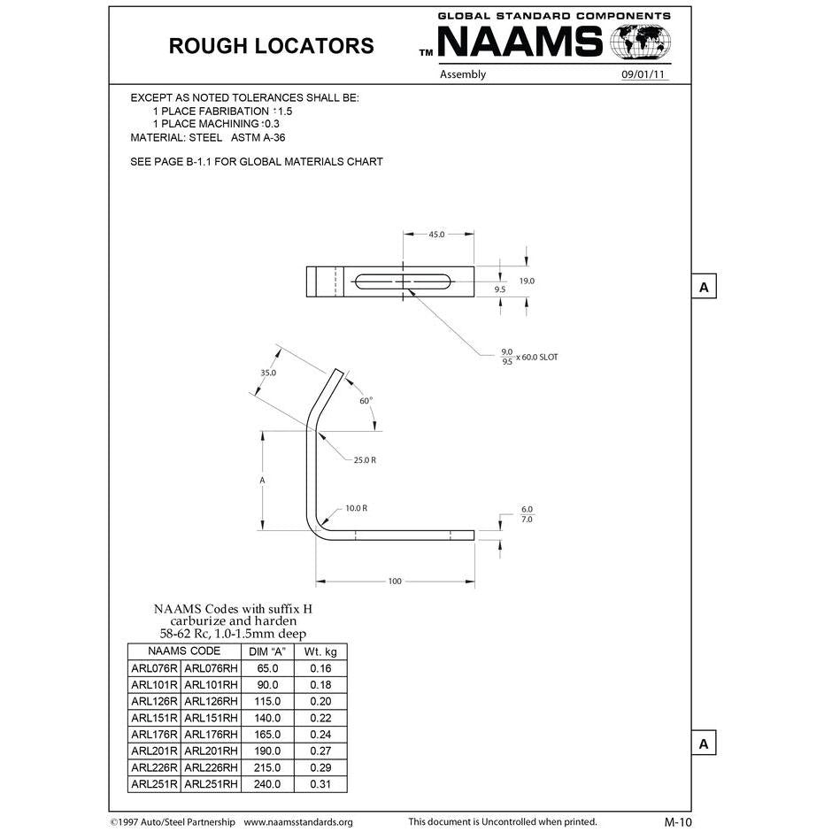 NAAMS Rough Locator ARL201RH L-Shape Inside Bend Hardened Online Hot Sale