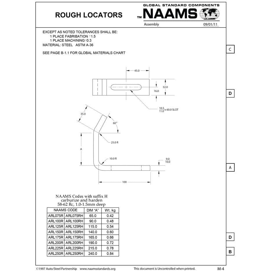 NAAMS Rough Locator ARL200RH L-Shape Inside Bend Hardened Hot on Sale