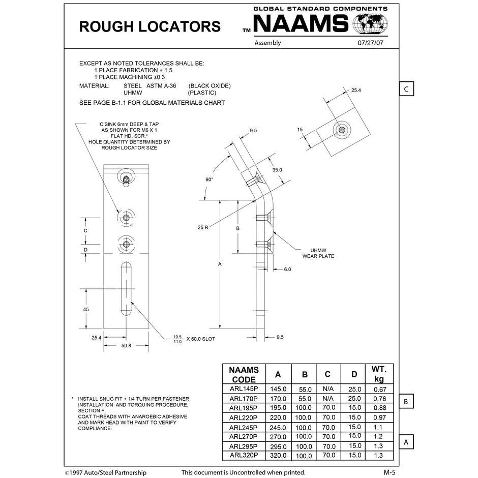 NAAMS Rough Locator ARL320P I-Shape with UHMW Online now