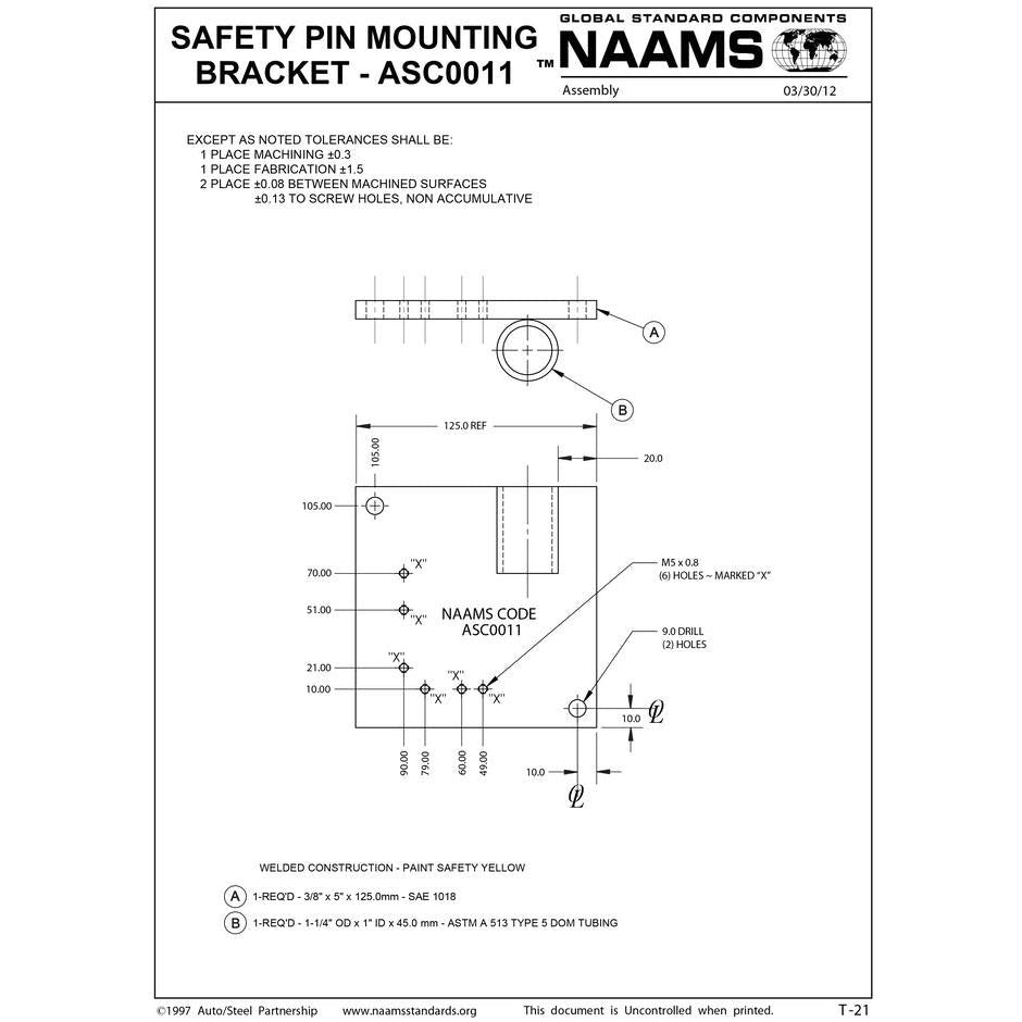 NAAMS Safety Pin Mounting Bracket ASC0011 Hot on Sale