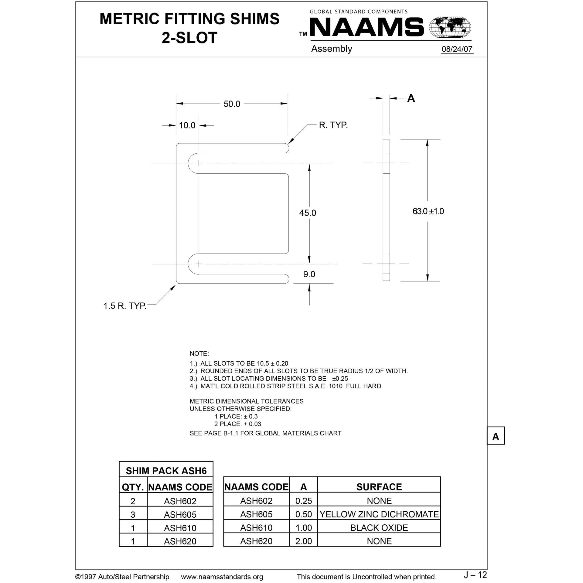 NAAMS Shims ASH610 Supply