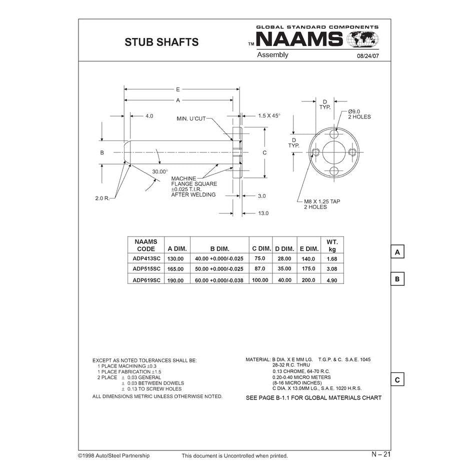 NAAMS Stub Shaft ADP413SC Online now