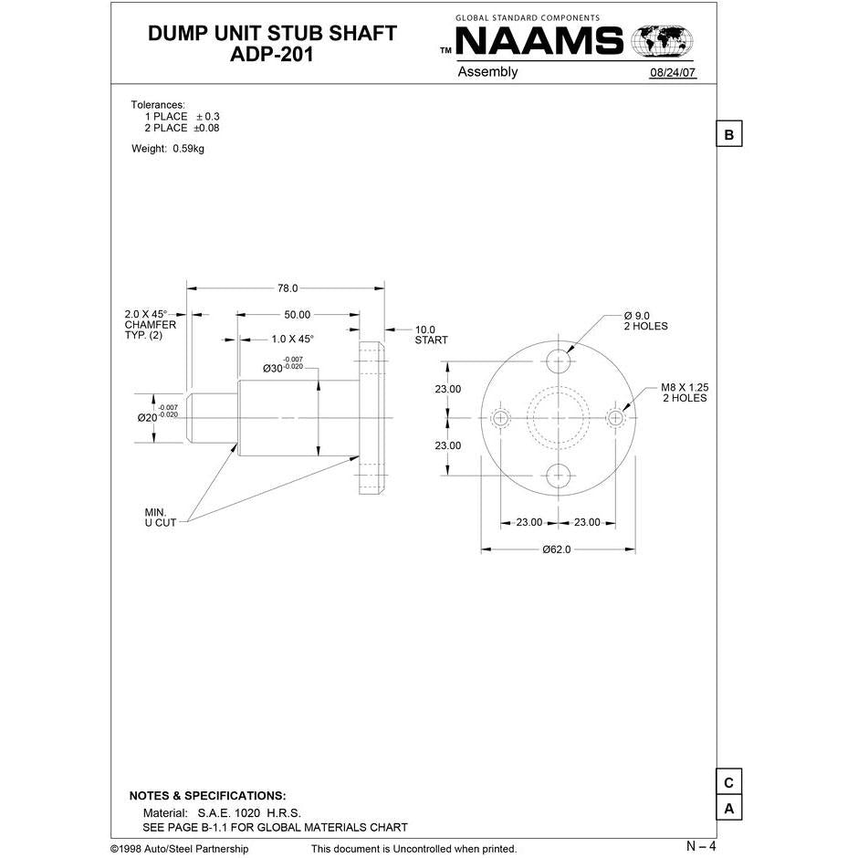 NAAMS Stub Shaft for Dump Unit ADP201 Online Hot Sale