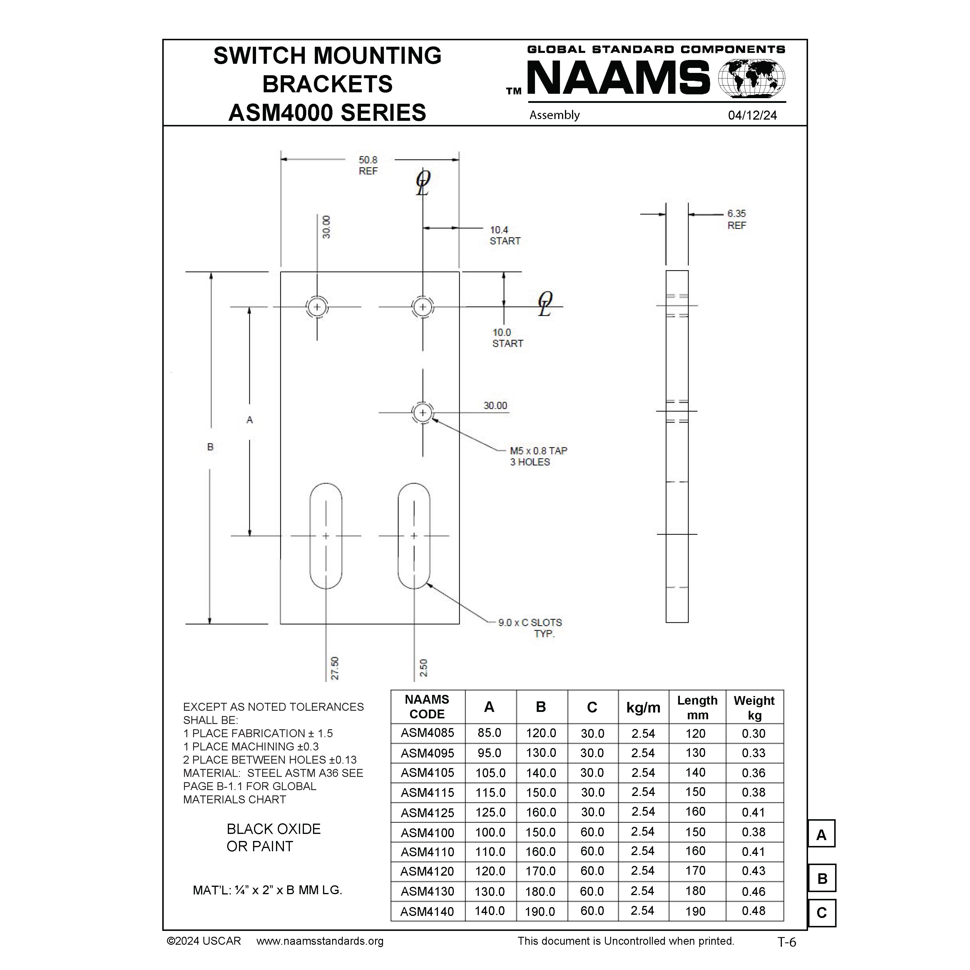 NAAMS Switch Mounting Bracket ASM4095 Supply